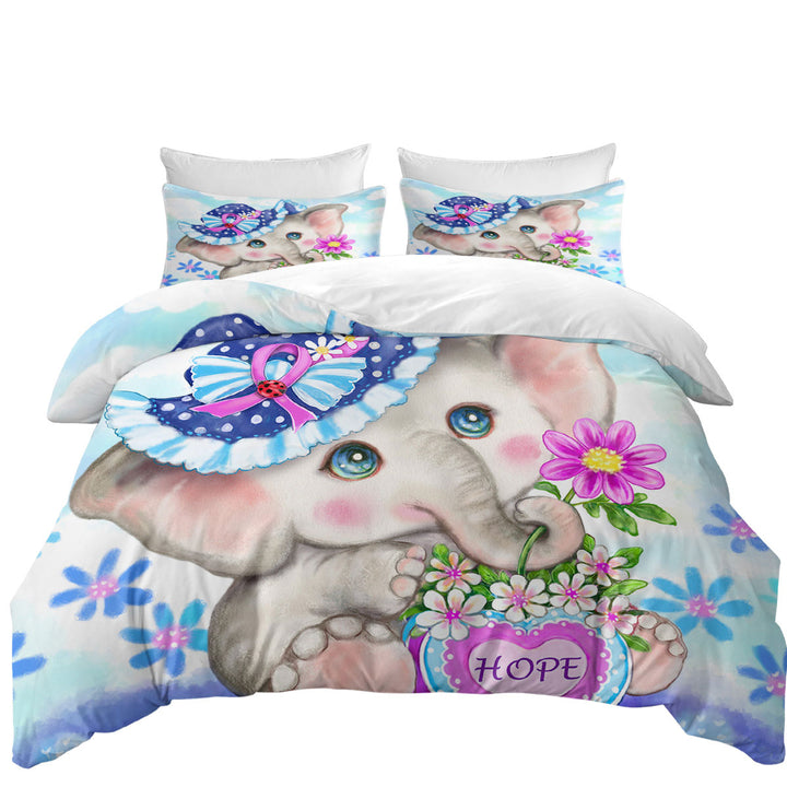 King Size Duvet Cover with Hope Kids Inspiring Design Cute Girly Elephant