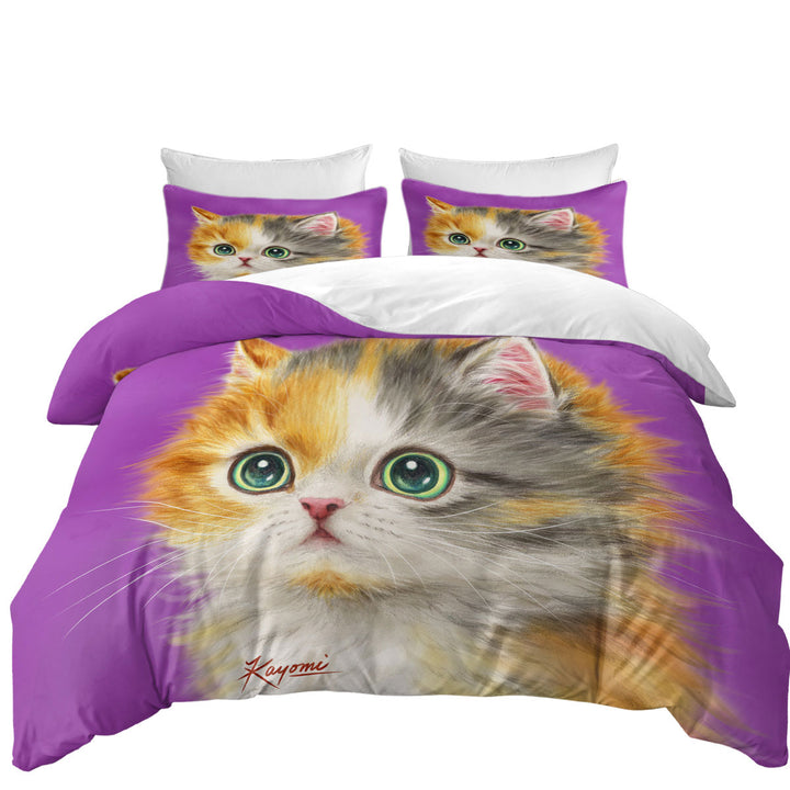 King Size Duvet Cover with Kids Kittens Designs Adorable Staring Cat