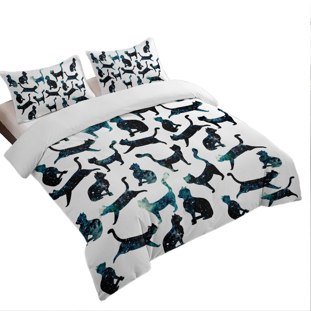 King Size Duvet Cover with Night Skies Cats