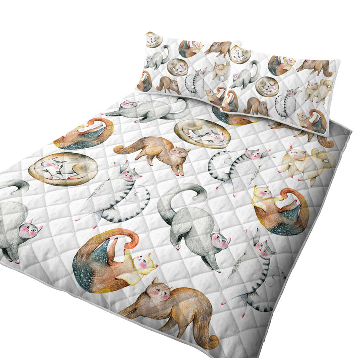 King Size Quilt Sets with Adorable Poses Cute Cats