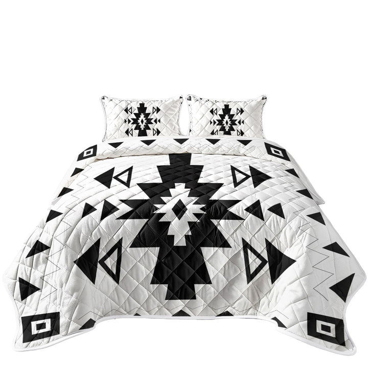 King Size Quilt Sets with Black and White Aztec Design