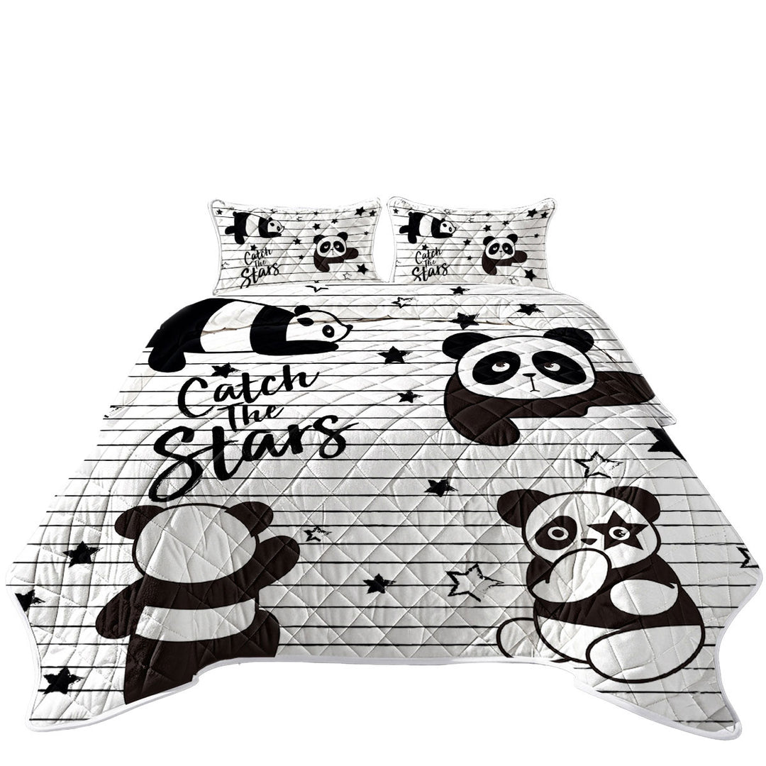 King Size Quilt Sets with Catch the Stars Cute Panda