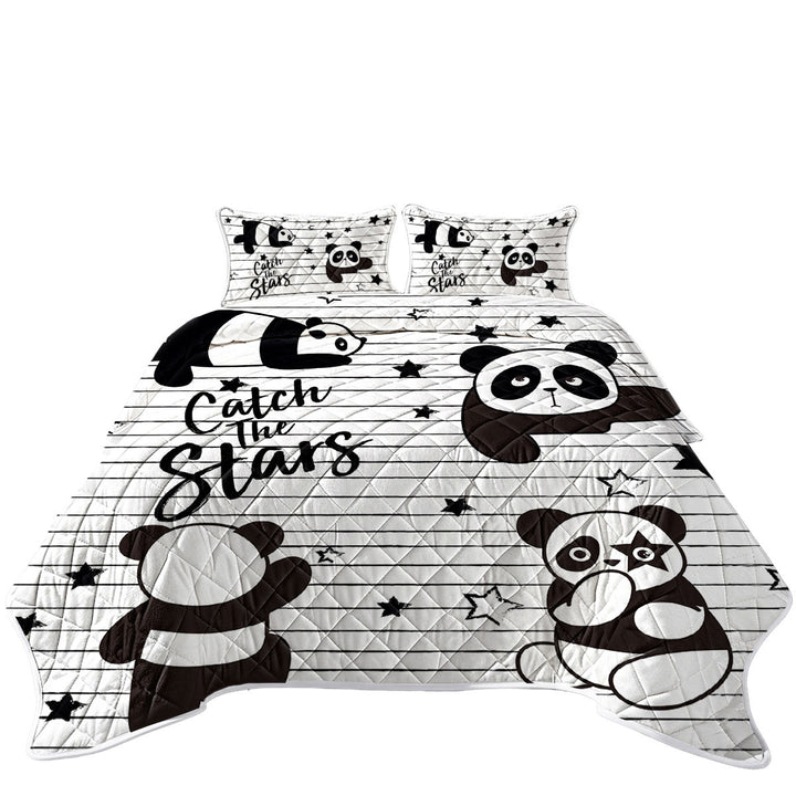 King Size Quilt Sets with Catch the Stars Cute Panda