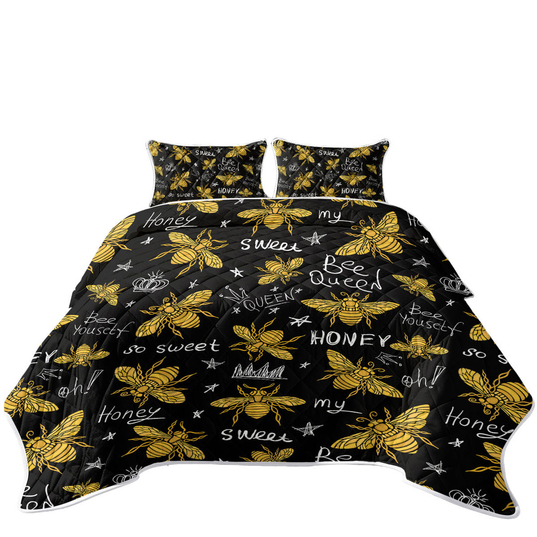 King Size Quilt Sets with Cool Honey Bees