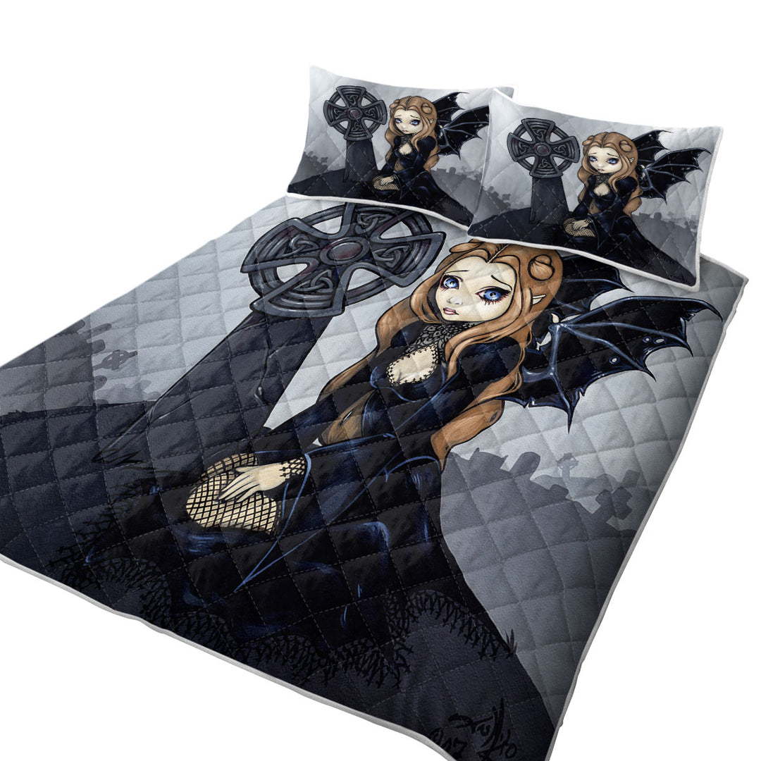 King Size Quilt Sets with Doomed From the Start Gothic Fairy Celtic Cross