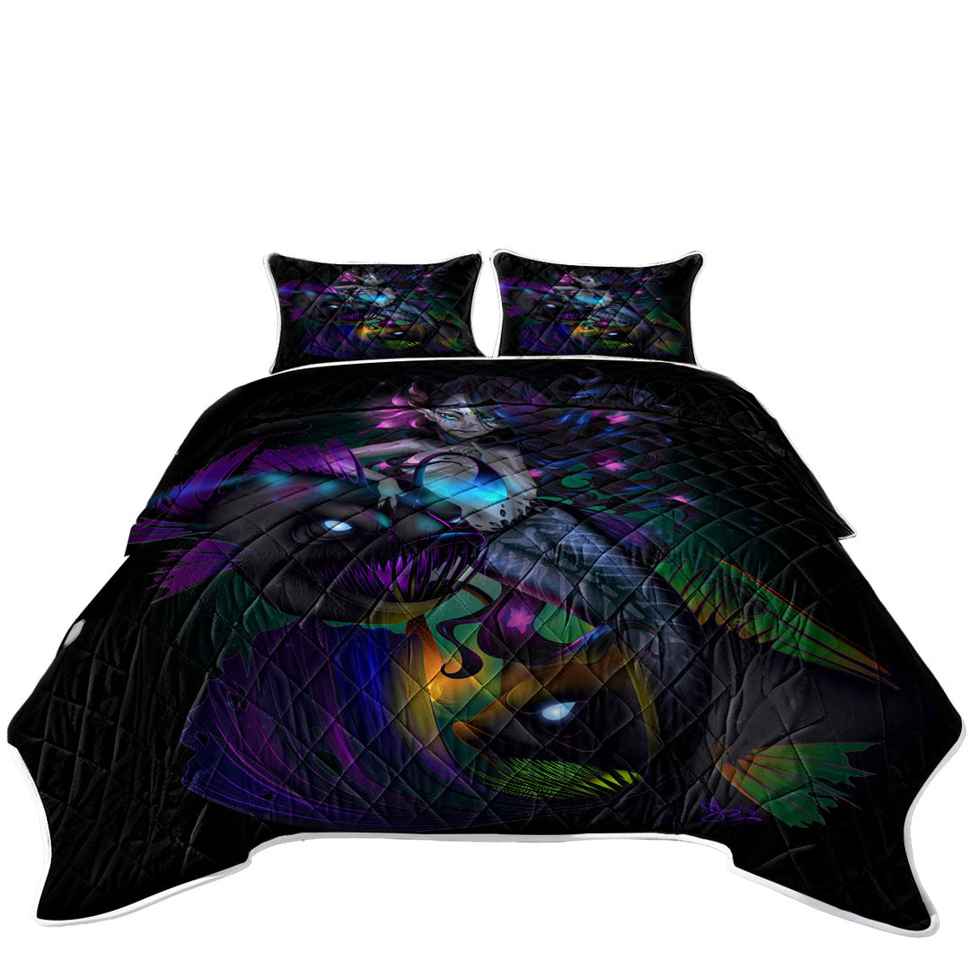 King Size Quilt Sets with Fantasy Art The Anglerfish Mermaid