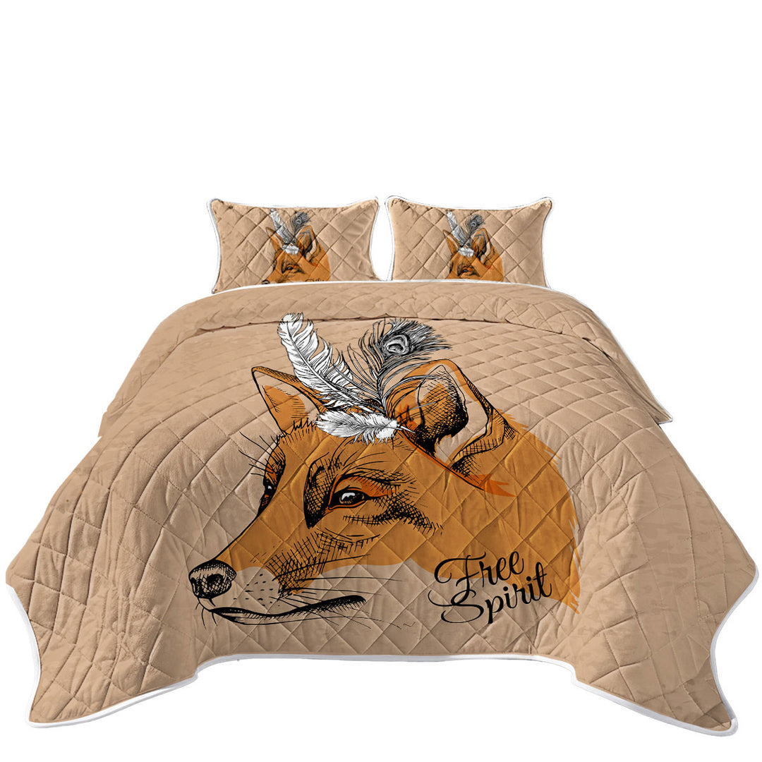 King Size Quilt Sets with Free Spirit Feathers Fox