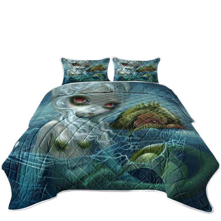 King Size Quilt Sets with How Deep is the Ocean Fantasy Art Mermaid