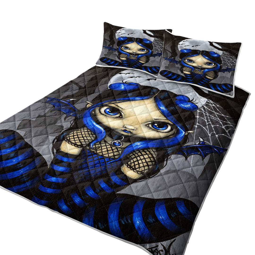 King Size Quilt Sets with Little Batty Goth Girl and Bats