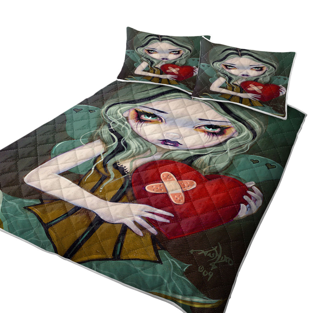 King Size Quilt Sets with Melancholy Valentine Mending a Broken Heart Fairy
