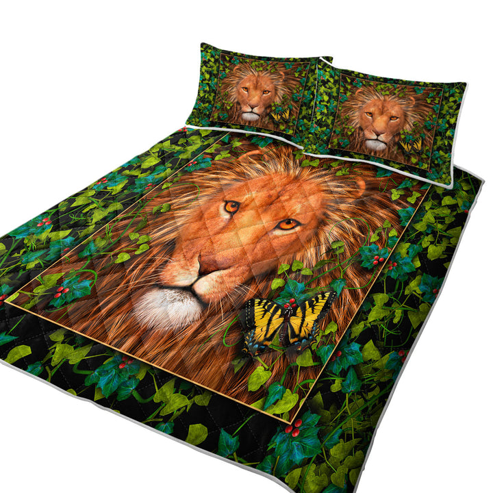 King Size Quilt Sets with Return of the King Grape leaves Lion