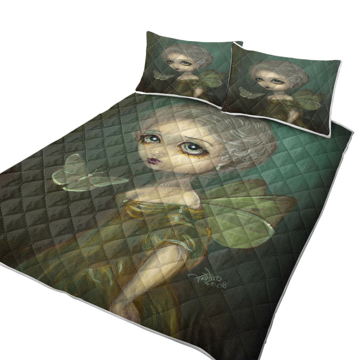 King Size Quilt Sets with Sad Fairy Art Butterflies in Gloom