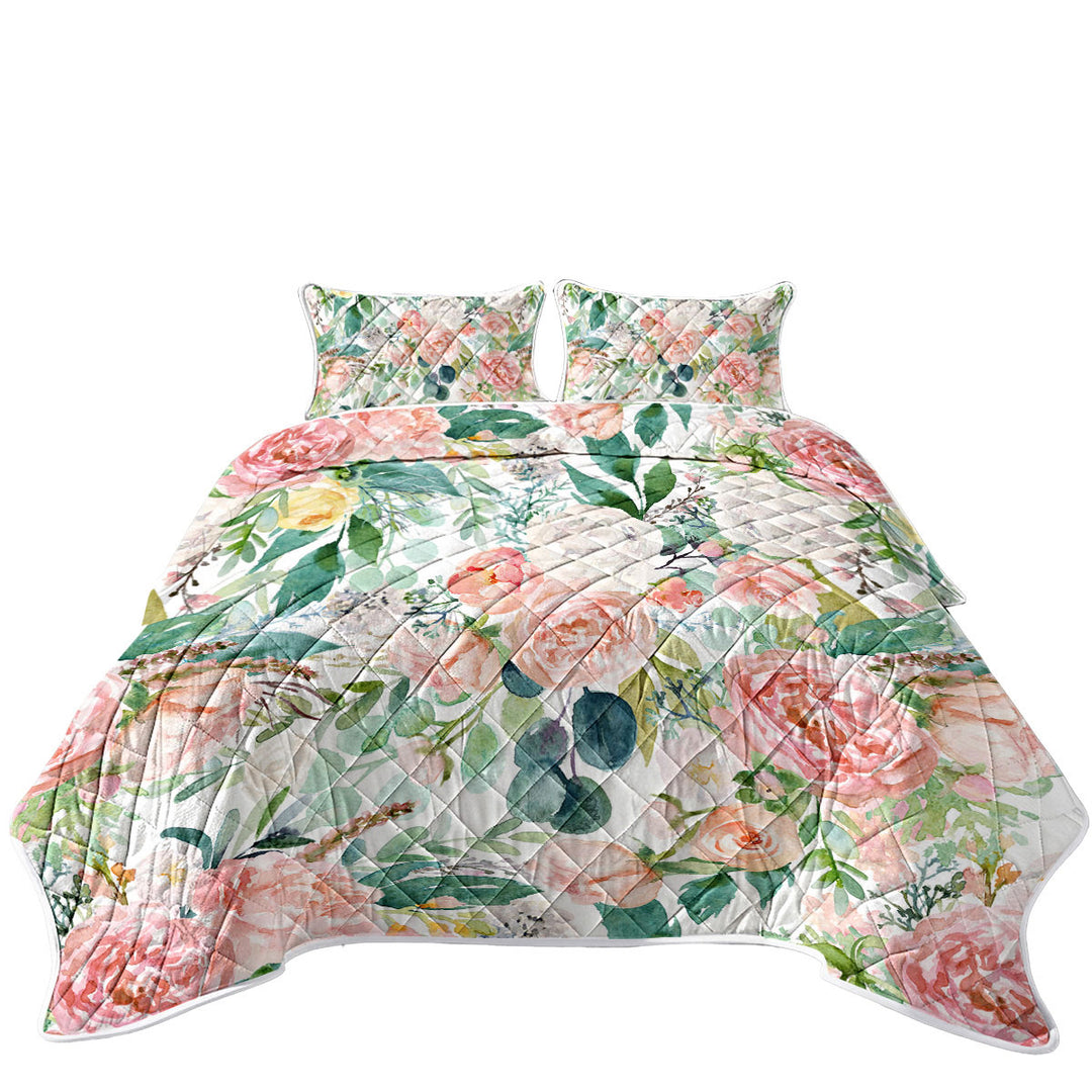 King Size Quilt Sets with Shabby Chic Floral Design