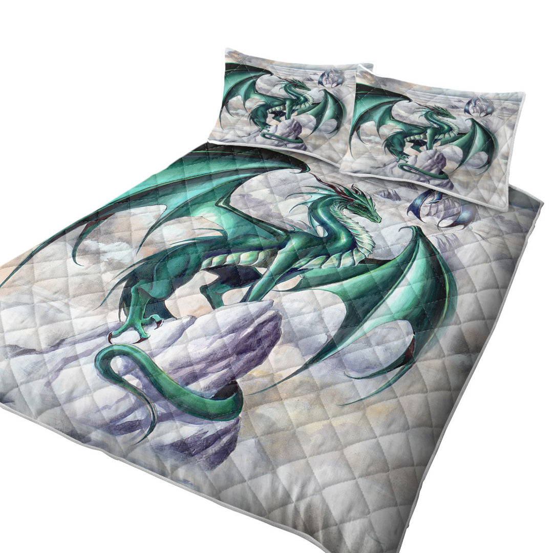 King Size Quilt Sets with Tempest Clouds Cliffs Dragons