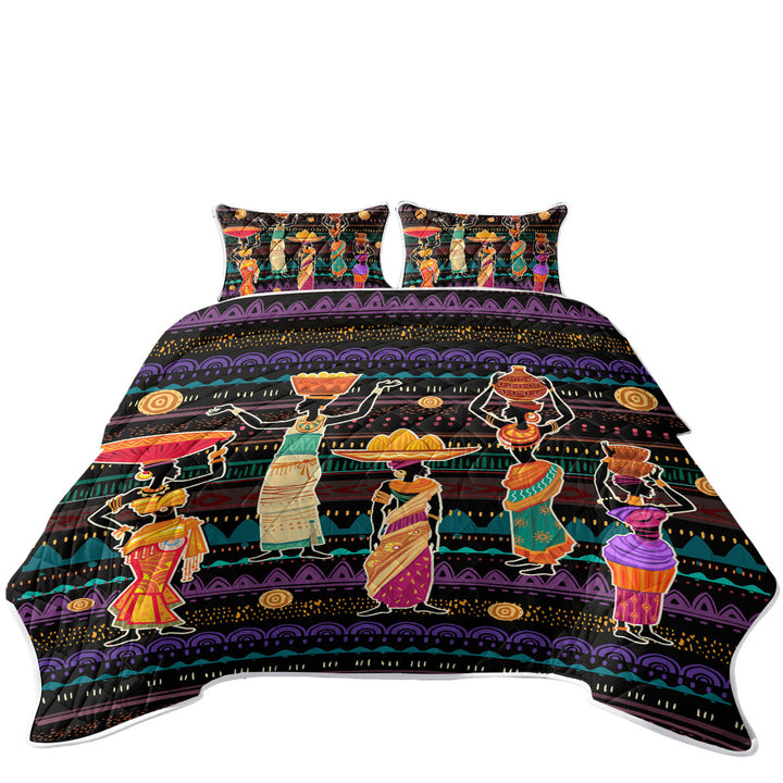 King Size Quilt Sets with Traditional African Pattern Women
