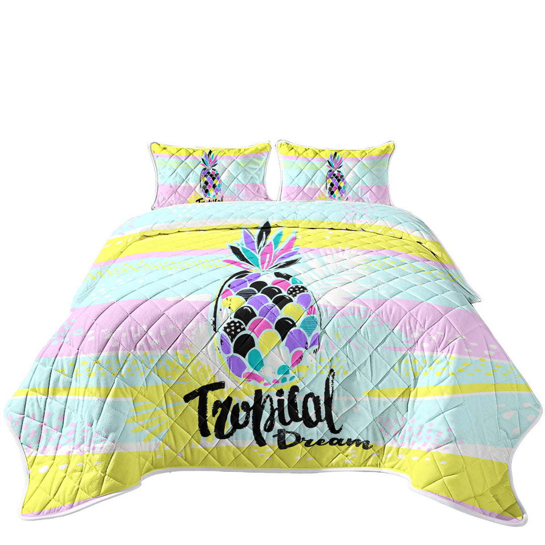 King Size Quilt Sets with Tropical Dream a Multi Colored Pineapple