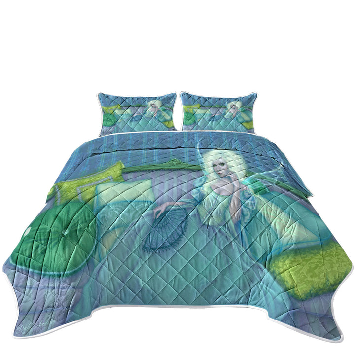 King Size Quilt Sets with Vintage Fantasy Art Painting the Green Fairy