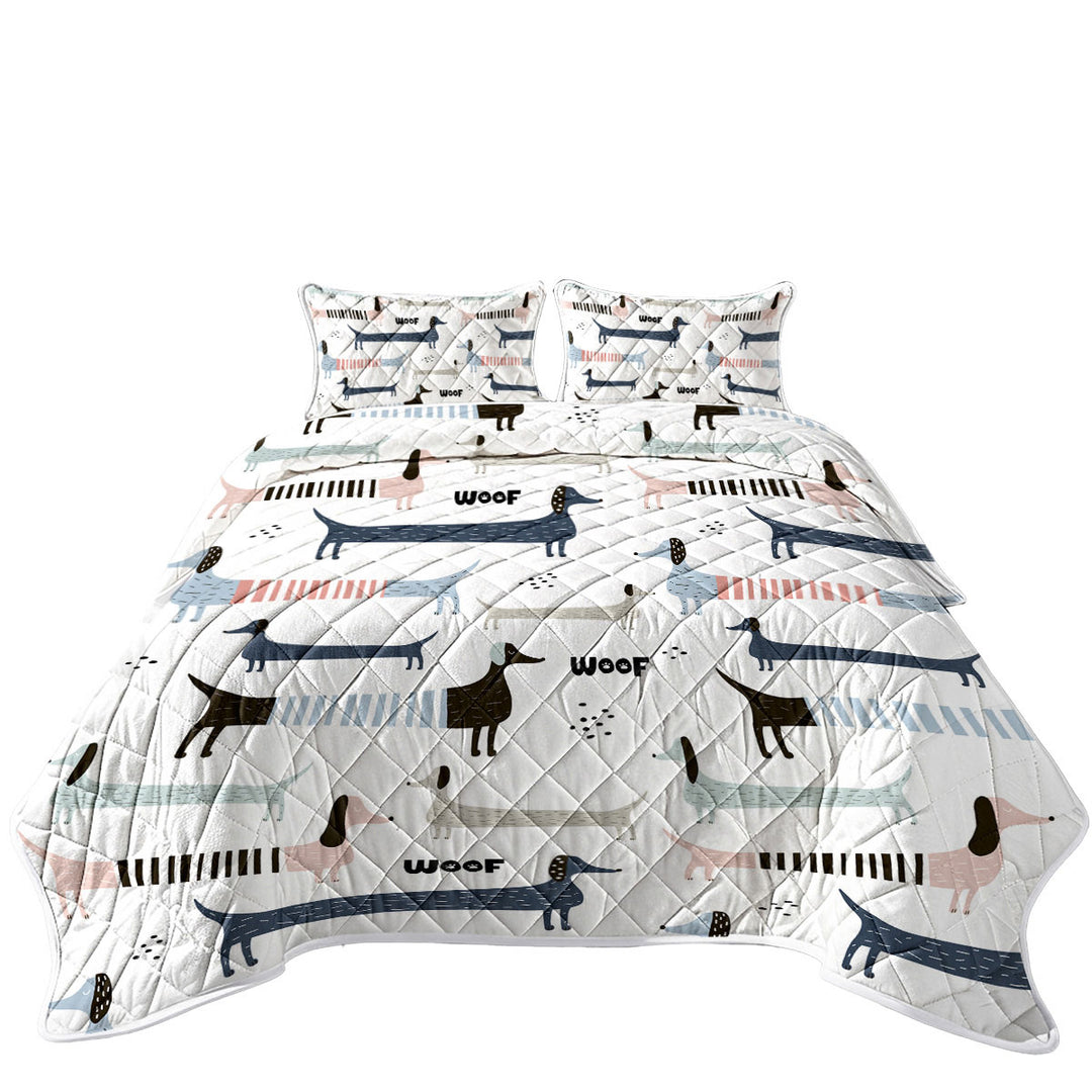 King Size Quilt Sets with Woof Dachshund Pattern