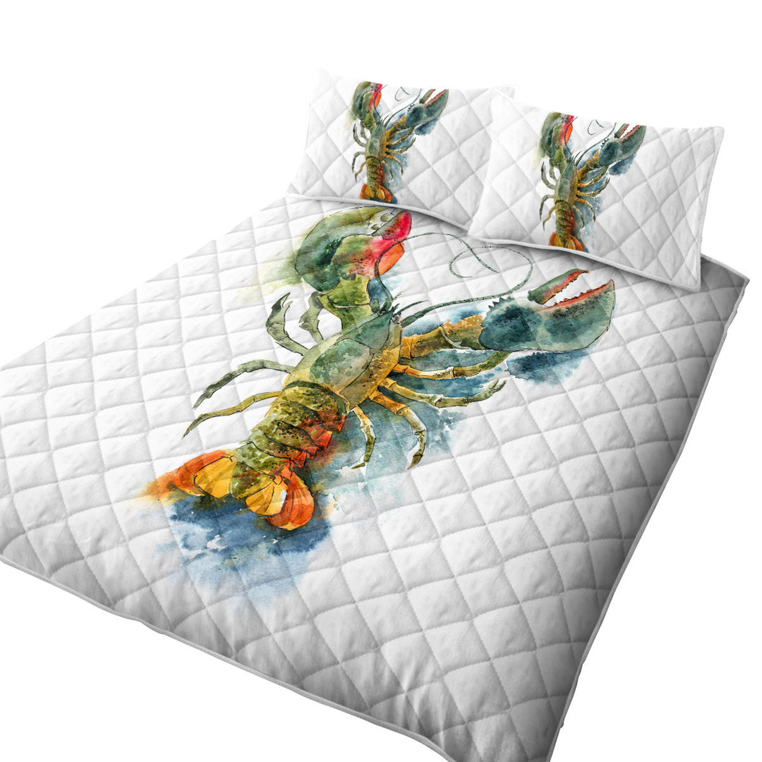 King Size Quilt with Art Painting Lobster