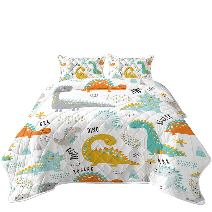 King Size Quilt with Children Cartoon Dinosaurs