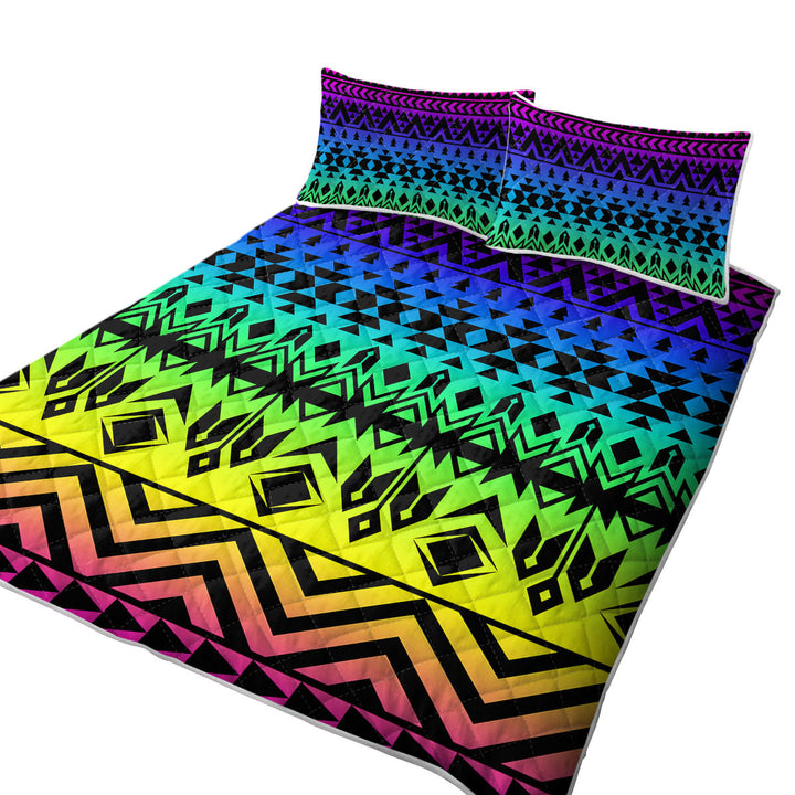 King Size Quilt with Colorful Aztec