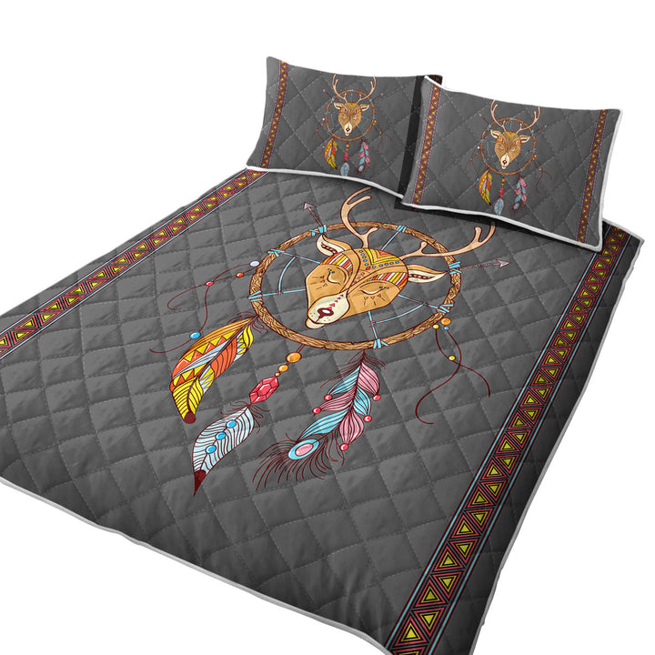 King Size Quilt with Cute Native Deer Dream Catcher for Kids