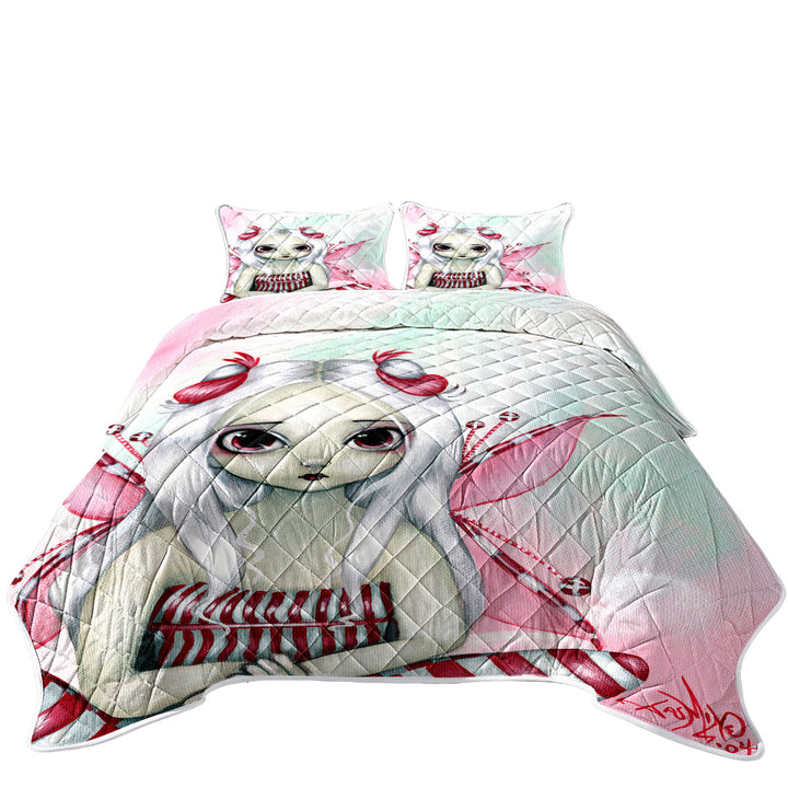 King Size Quilt with Cute Pinkish Little Fairy the Peppermint Pretty