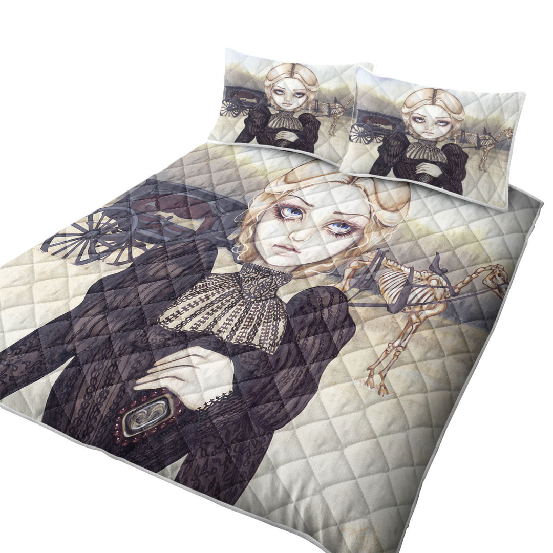 King Size Quilt with Dark Art Victorian Widow Bleak Mourning