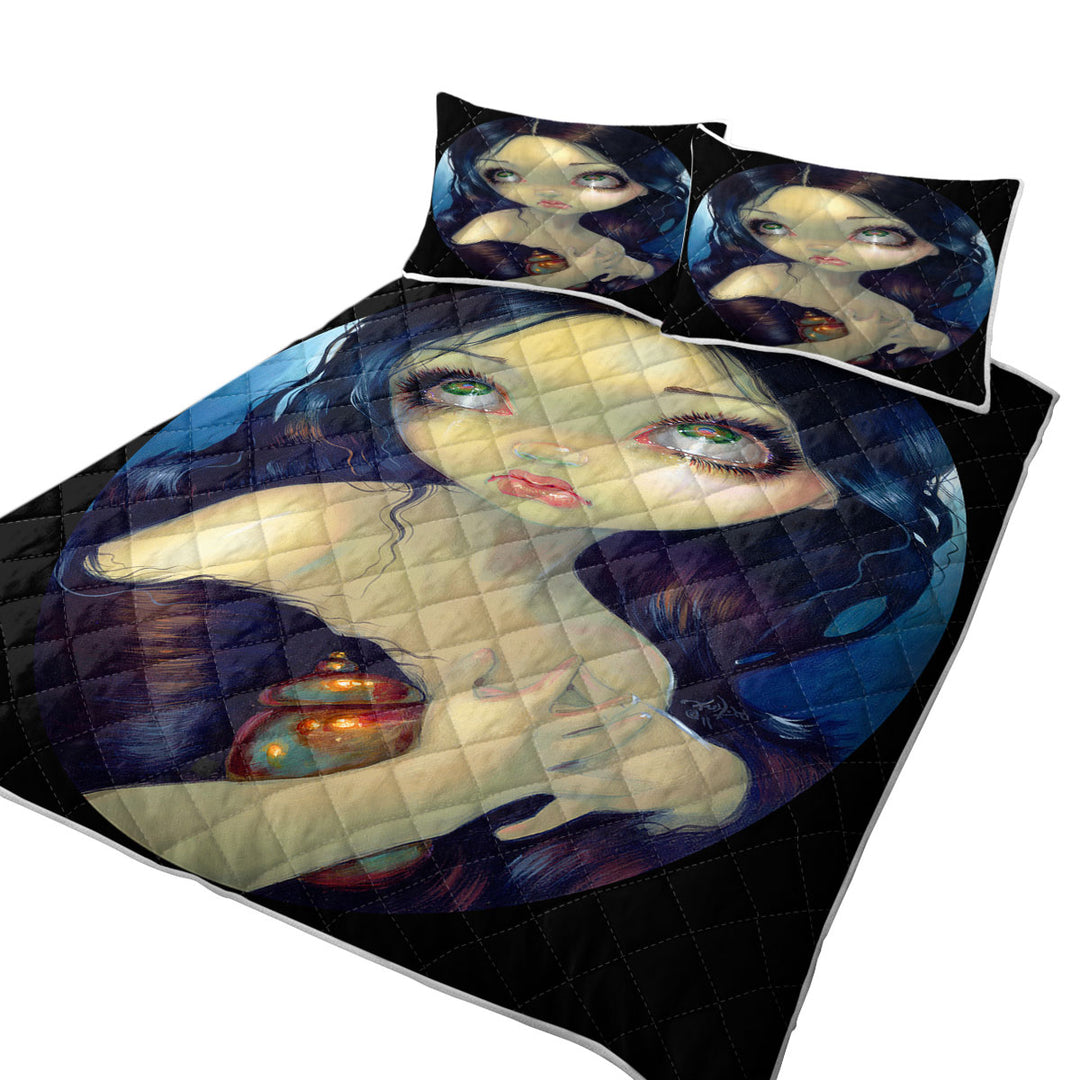 King Size Quilt with Fine Art Penitent Magdalene a Dramatic Portrait