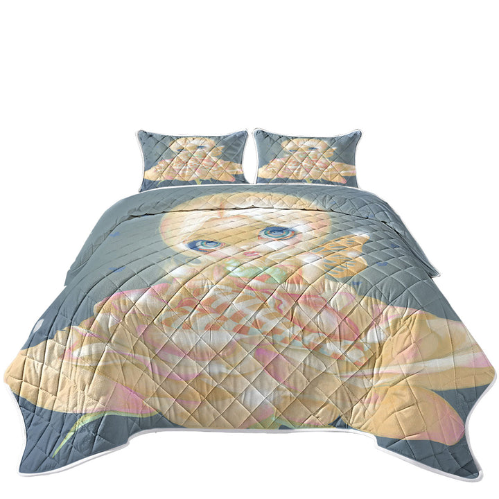 King Size Quilt with Fine Art the Sick Rose Fairy with Worm on Rose