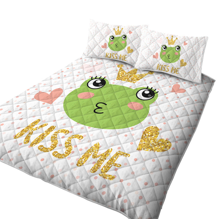 King Size Quilt with Kiss Me Cute Princess Frog
