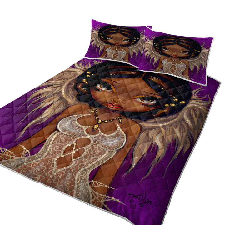 King Size Quilt with Lovely Eyes Angelic Beautiful Big Eyes Fairy