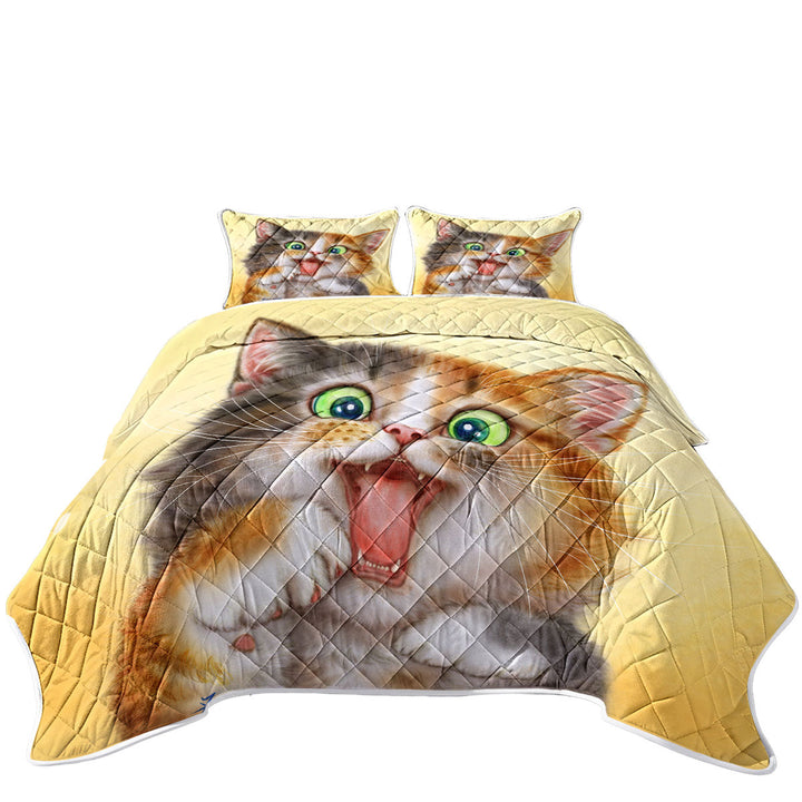 King Size Quilt with Playful Beautiful Kitten Cats Art Paintings