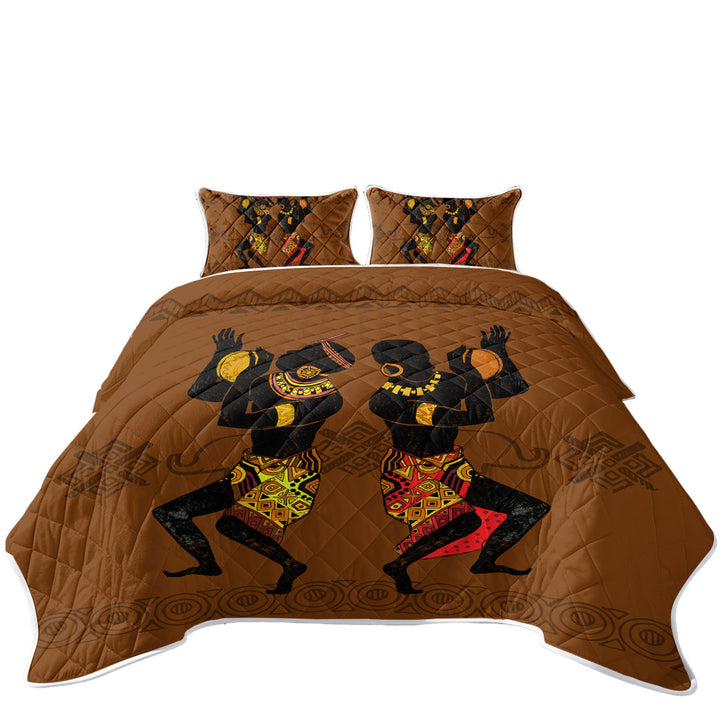 King Size Quilt with Two Dancing African Men