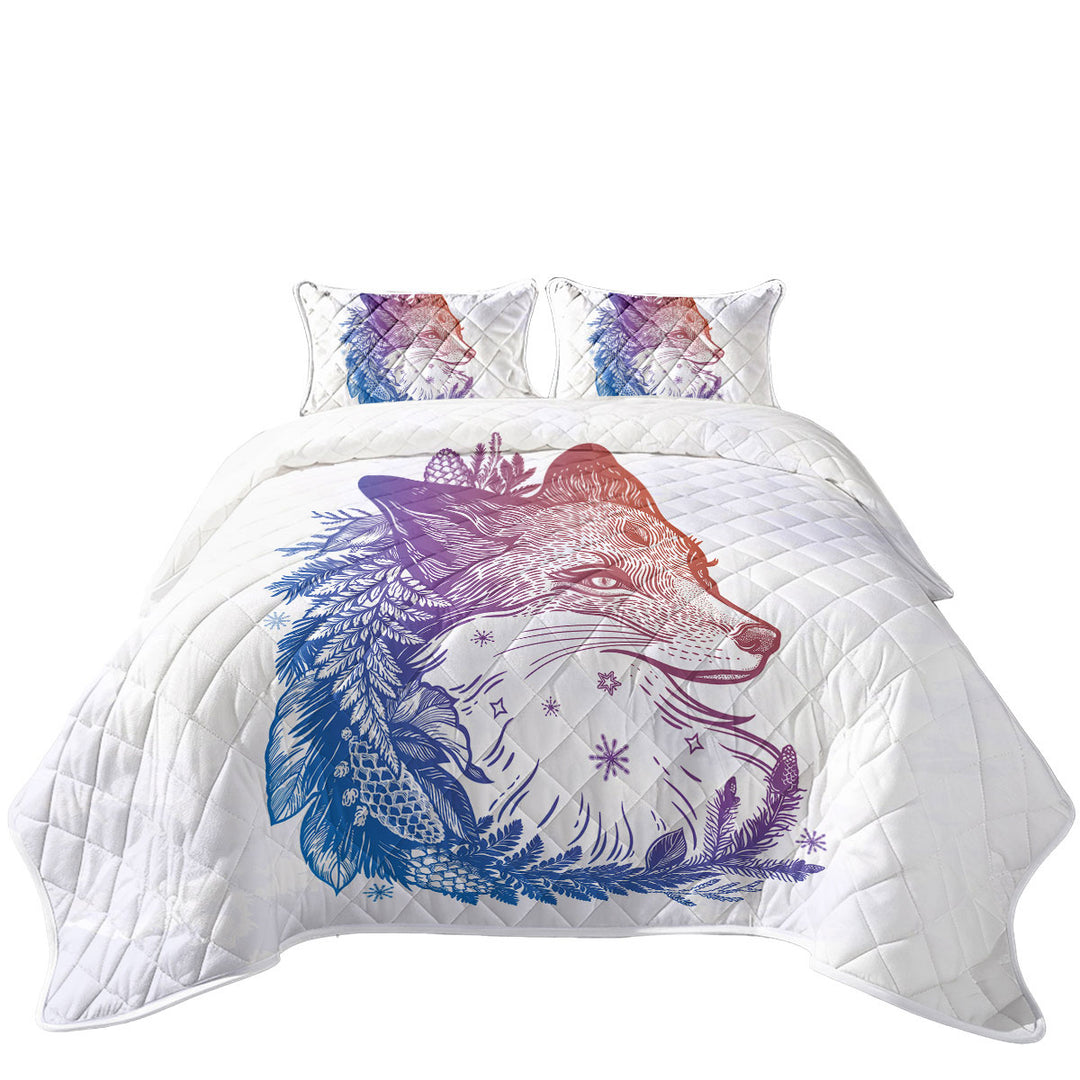 King Size Quilt with Wild Fox Spirit