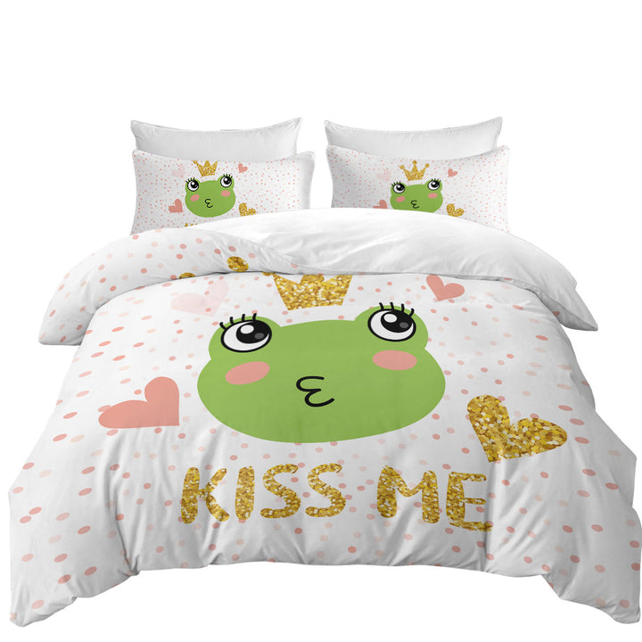 Kiss Me Cute Princess Frog King Size Duvet Cover