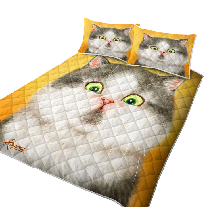 Kittens Art Cute Chubby Grey Cat Coverlets