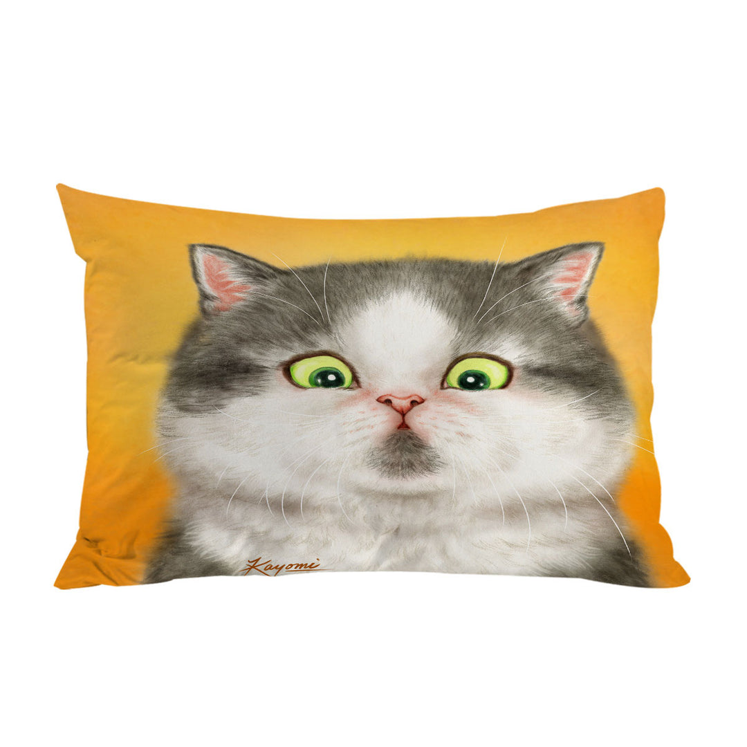 Kittens Art Cute Chubby Grey Cat Pillow Cases