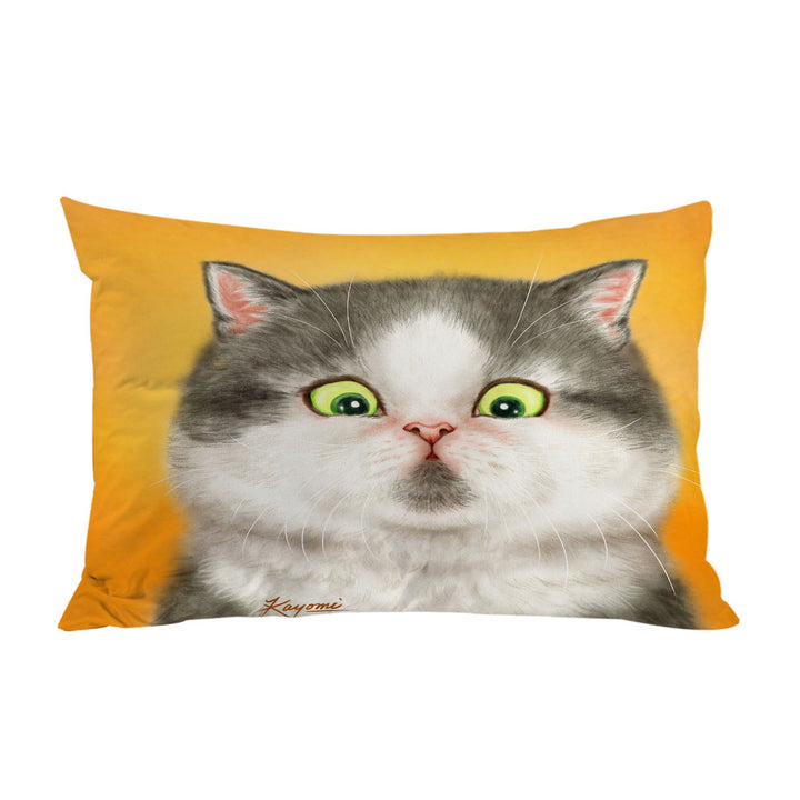 Kittens Art Cute Chubby Grey Cat Pillow Cases