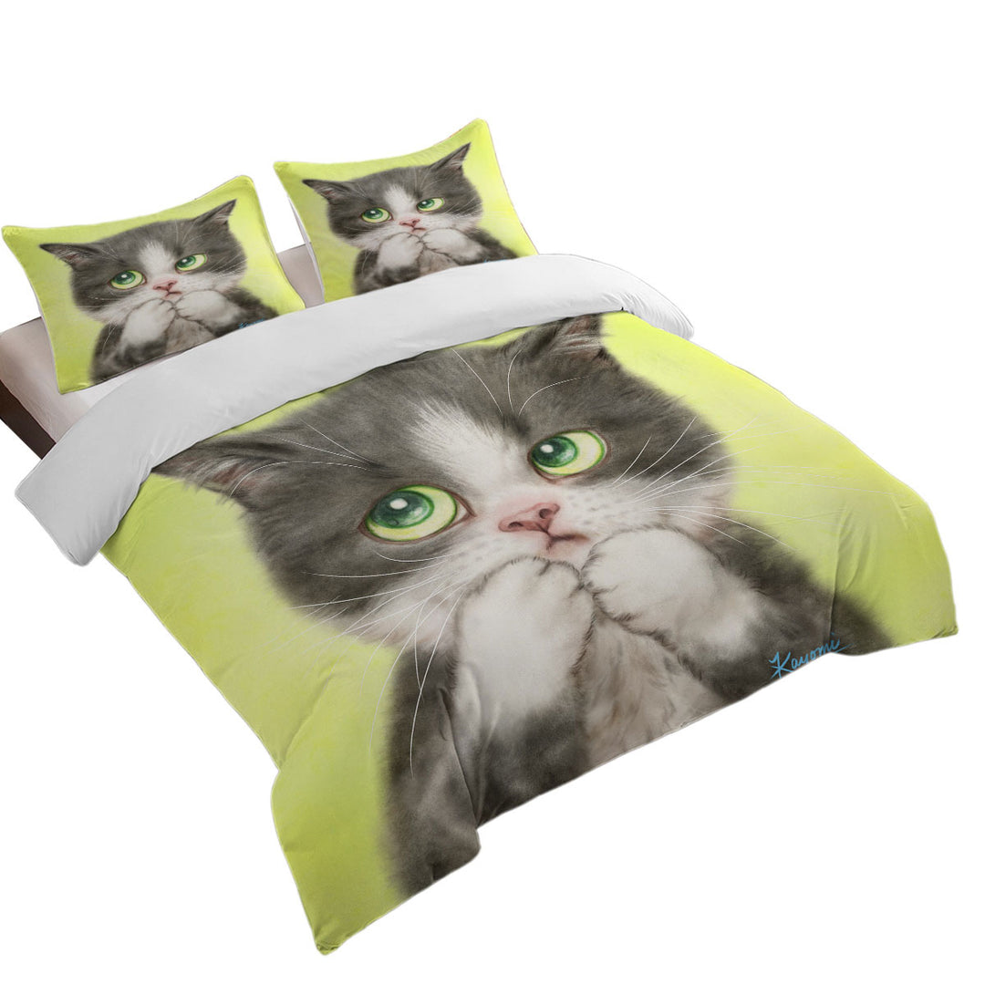 Kittens Art Paintings Cute Little Grey Kitty Cat California King Duvet Cover