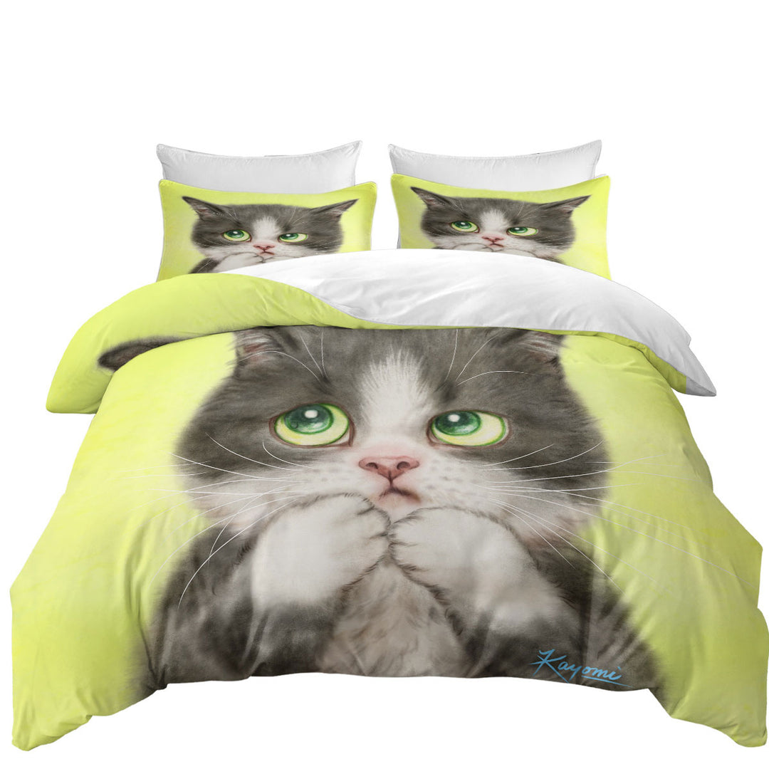 Kittens Art Paintings Cute Little Grey Kitty Cat Duvet Cover