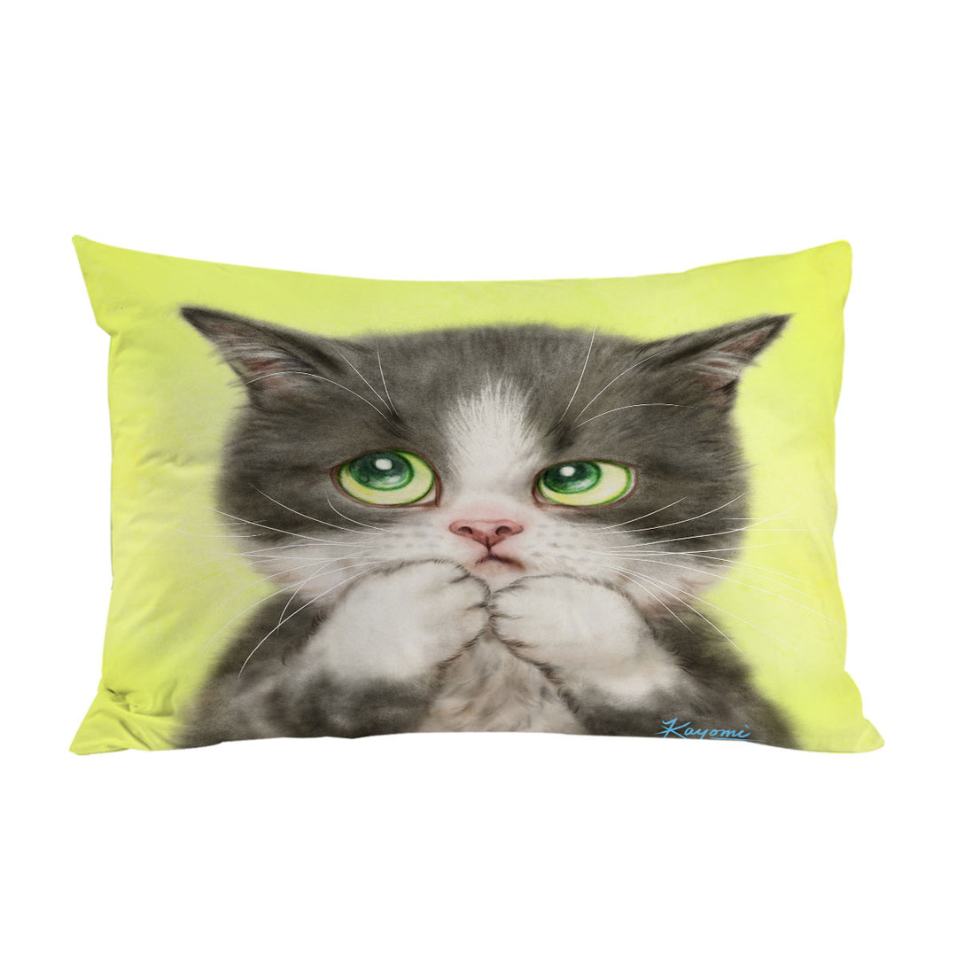 Kittens Art Paintings Cute Little Grey Kitty Cat Pillowcases
