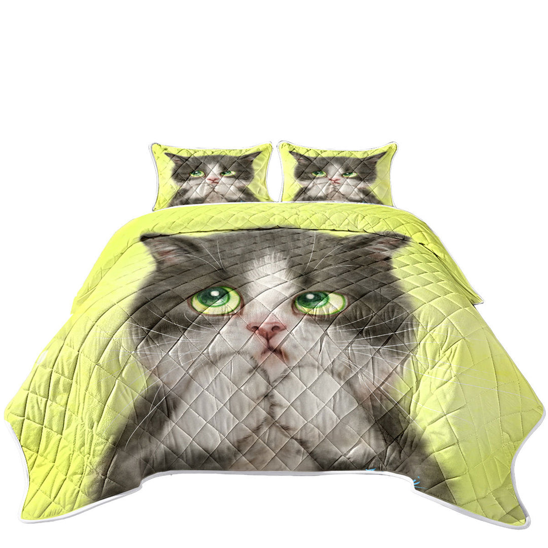 Kittens Art Paintings Cute Little Grey Kitty Cat Quilts