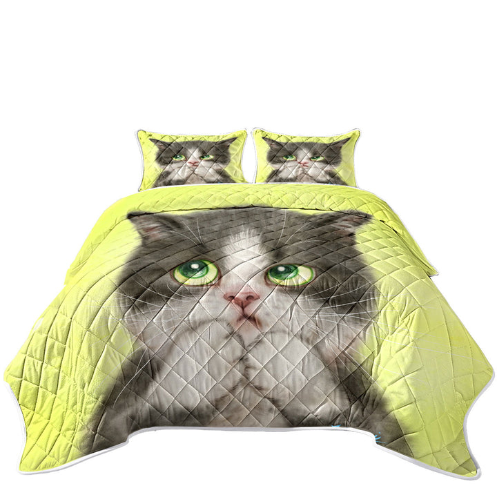 Kittens Art Paintings Cute Little Grey Kitty Cat Quilts