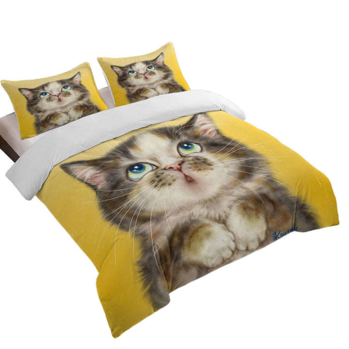 Kittens Cute Drawings Adorable Torbie Cat Duvet Covers King