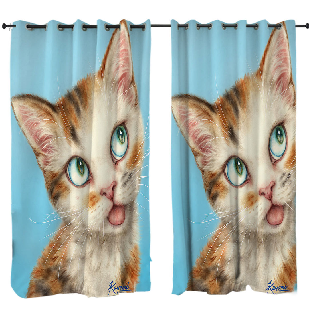 Kittens Cute Drawings Beautiful Ginger Tabby Cat Curtain