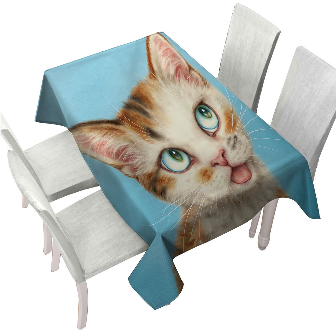 Kittens Cute Drawings Beautiful Ginger Tabby Cat Tablecloth