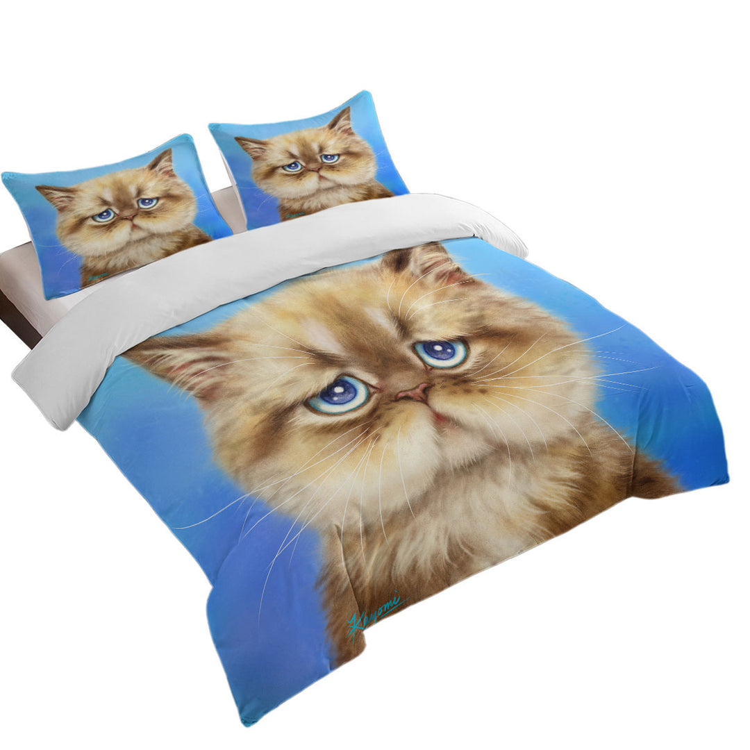 Kittens Cute Drawings Brown Sad Cat over Blue Good Duvet Covers