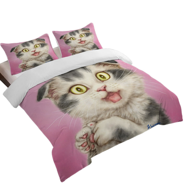 Kittens Cute Drawings Grey Scottish Fold Cat Coverlet