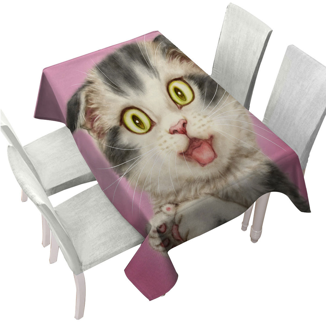 Kittens Cute Drawings Grey Scottish Fold Cat Custom table Covers